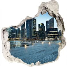 Wallmuralia Fototapeta díra na zeď 3D Singapur noc 100x100 cm