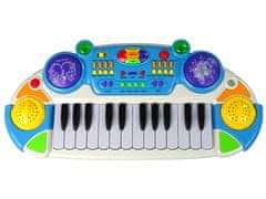 Lean-toys Varhany Keyboard Židle Mikrofon Modrá