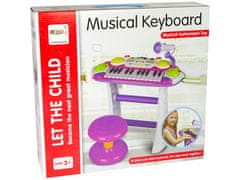 Lean-toys Varhany Keyboard Židle Mikrofon Modrá