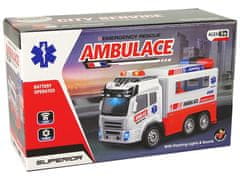 Lean-toys Ambulance Autíčko Na Baterie Světlo Zvuky