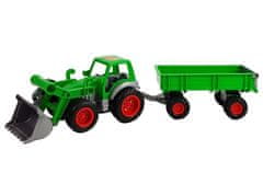 Lean-toys Traktor Nakladač S Přívěsem Farmer Zelená 8817