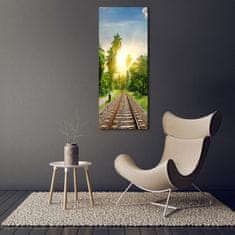 Wallmuralia Vertikální Foto obraz sklo tvrzené Železniční koleje 50x125 cm 4 úchytky