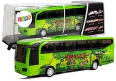 Lean-toys Autobus Jurský Park Dinosauři Zelená S Nátahem Zvuk Světla