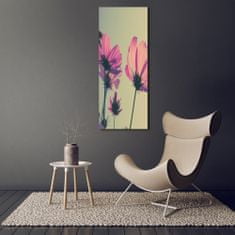 Wallmuralia Vertikální Foto obraz sklo tvrzené Růžové květiny 50x125 cm 4 úchytky