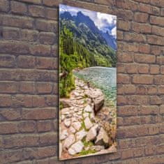 Wallmuralia Vertikální Fotoobraz na skle Mořské oko Tatry 50x125 cm 4 úchytky