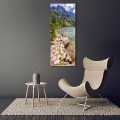 Wallmuralia Vertikální Fotoobraz na skle Mořské oko Tatry 50x125 cm 4 úchytky