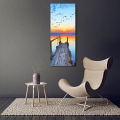 Wallmuralia Vertikální Foto obraz fotografie na skle Dřevěné molo 70x140 cm 2 úchytky