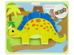 shumee Dřevěné puzzle Dinosaurus Stegosaurus žlutý Oviraptor žlutý