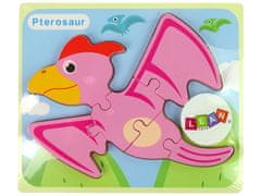 Lean-toys Dřevěné Puzzle Dinosaurus Pterodaktyl Růžový Plios