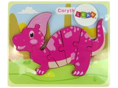 shumee Dřevěné puzzle Dinosaurus Corythosaurus Pink Spinosaurus Fialový