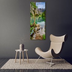 Wallmuralia Vertikální Foto obraz skleněný svislý Jezero v horách 70x140 cm 2 úchytky