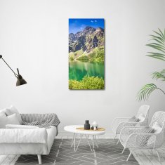 Wallmuralia Vertikální Fotoobraz na skle Mořské oko Tatry 60x120 cm 2 úchytky