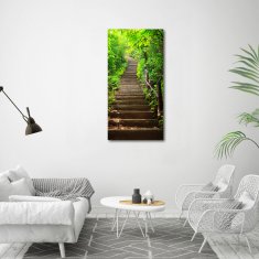 Wallmuralia Vertikální Foto obraz fotografie na skle Schody do lesa 60x120 cm 4 úchytky