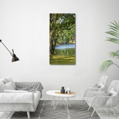 Wallmuralia Vertikální Fotoobraz na skle Jezero v parku 60x120 cm 2 úchytky