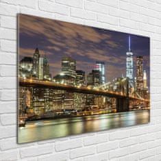 Wallmuralia Foto obraz fotografie na skle Brooklynský most 100x70 cm 2 úchytky