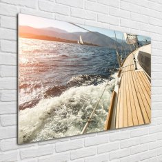 Wallmuralia Foto-obraz fotografie na skle Plachetnice na moři 100x70 cm 4 úchytky