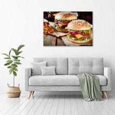 Wallmuralia Foto obraz skleněný horizontální Hamburgery 100x70 cm 2 úchytky