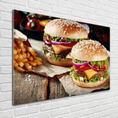 Wallmuralia Foto obraz skleněný horizontální Hamburgery 100x70 cm 2 úchytky
