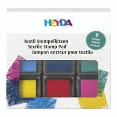 HEYDA Razítkovací polštářky na textil (9ks) - mix barev