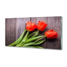 Wallmuralia Panel do kuchyně Červené tulipány 125x50 cm