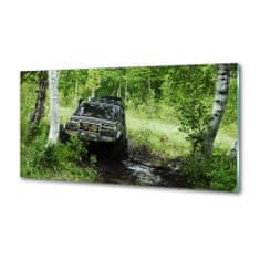 Wallmuralia Dekorační panel sklo Jeep v lese 100x50 cm