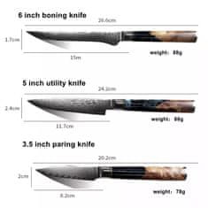 IZMAEL Sada damaškových kuchyňských nožů Japan-9ks/Hnědá KP13841