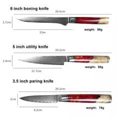 IZMAEL Sada damaškových kuchyňských nožů Style-8ks/Červená KP17619