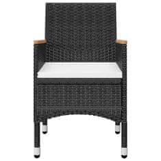 Greatstore 3dílný bistro set polyratan a akáciové dřevo černý