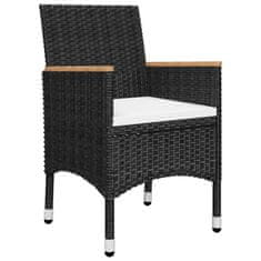 Greatstore 3dílný bistro set polyratan a akáciové dřevo černý