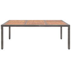 Greatstore Zahradní stůl šedý 200 x 150 x 74 cm polyratan a akáciové dřevo