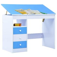 Greatstore Dětský kreslicí a psací stůl náklopný modrobílý