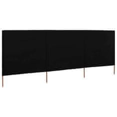 Greatstore 3dílná zástěna proti větru látková 400 x 120 cm černá