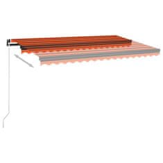 Greatstore Ručně zatahovací markýza 400 x 350 cm oranžovo-hnědá