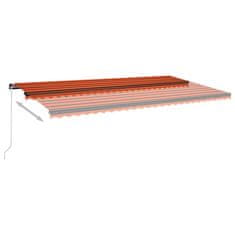 Greatstore Ručně zatahovací markýza s LED světlem 600x350 cm oranžovohnědá