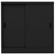 Greatstore Kancelářská skříň s posuvnými dveřmi černá 90 x 40 x 90 cm ocel