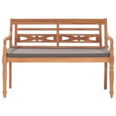 Vidaxl Lavice Batavia s tmavě šedou poduškou 120 cm masivní teak