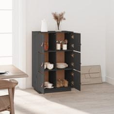 Greatstore Skříň highboard šedá 67 x 40 x 108,5 cm masivní borové dřevo