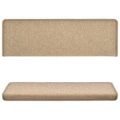 Vidaxl Kobercové nášlapy na schody 15 ks 65 x 25 cm taupe