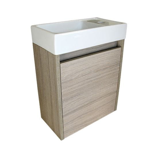 BPS-koupelny Koupelnová skříňka závěsná s keramickým umyvadlem Marta 40 Oak P/L