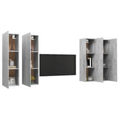 Greatstore TV skříňky 4 ks betonově šedé 30,5 x 30 x 110 cm dřevotříska