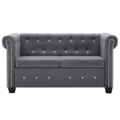 Greatstore 2místná pohovka Chesterfield se sametem 146 x 75 x 72 cm šedá