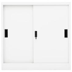 Greatstore Kancelářská skříň s posuvnými dveřmi bílá 90 x 40 x 90 cm ocel