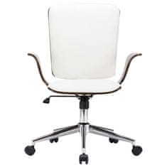 Greatstore Otočná kancelářská židle bílá umělá kůže ohýbané dřevo