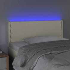 Greatstore Čelo postele s LED krémové 100x5x78/88 cm umělá kůže