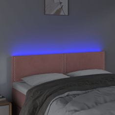 Greatstore Čelo postele s LED růžové 144x5x78/88 cm samet