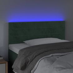 Greatstore Čelo postele s LED tmavě zelené 90x5x78/88 cm samet