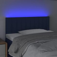 Vidaxl Čelo postele s LED modré 90x5x78/88 cm textil