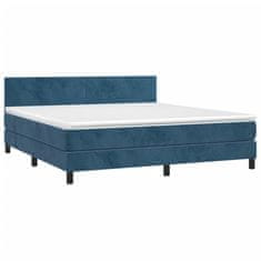 Greatstore Box spring postel s matrací tmavě modrá 160x200 cm samet