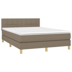 Greatstore Box spring postel s matrací a LED taupe 140x190 cm textil