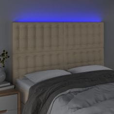 Vidaxl Čelo postele s LED krémové 144x5x118/128 cm textil